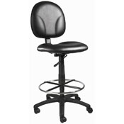 POKER CHAIR / DRAFTING STOOL WITH FOOTRING IN CARESSOFT LEATHER B1690-CS, B1690-CS